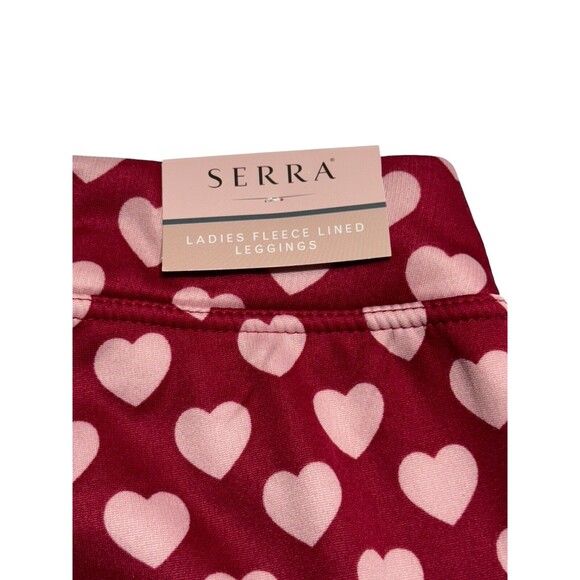 NEW Serra Fleece Lined Leggings Red With Pink Hearts Women’s Size Small (4-6) - Picture 7 of 9